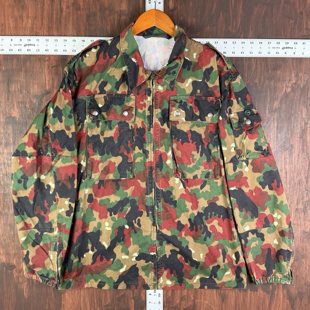 Swiss Army Military M83 Vintage 80s Camouflage Zip Jacket Mens EUR 52 / US L VTG